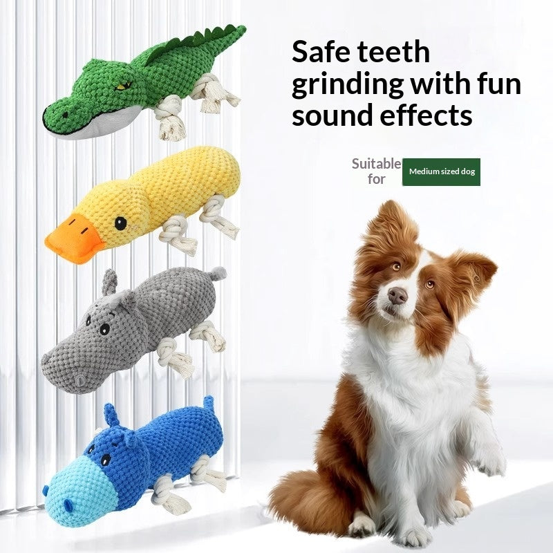 Lot de 4 Peluches à Mâcher et Nettoyage Dentaire avec Son
